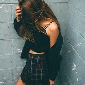 BrandyMelville Plaid A-Line Mini School Girl Skirt